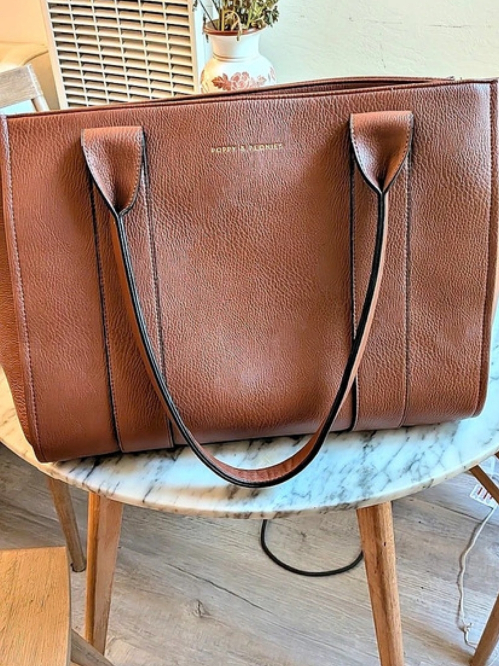 Poppy & Peonies Multitasker Bag Tote in Brown